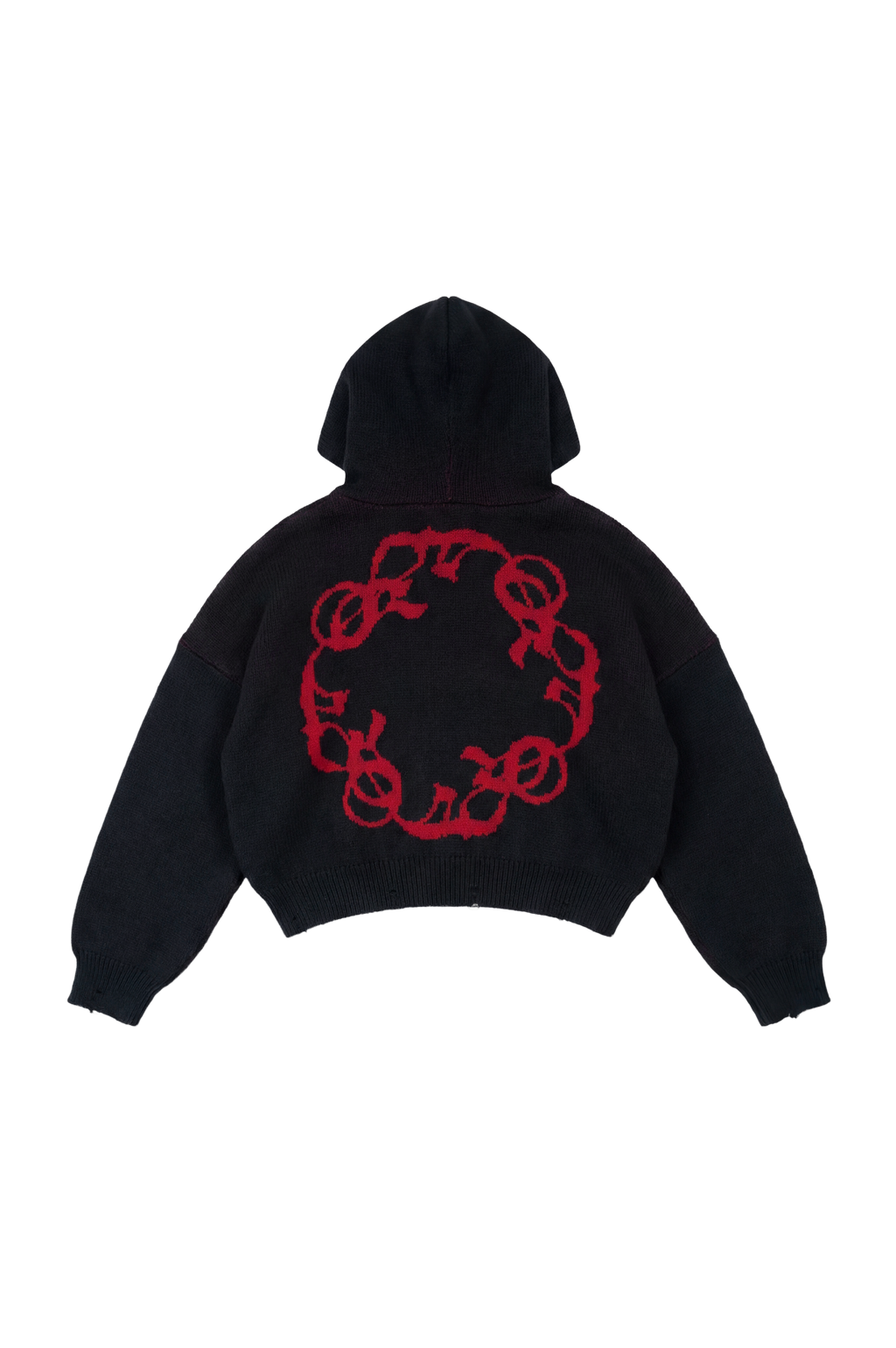 OMERTA BLACK KNITTED ZIP HOODIE
