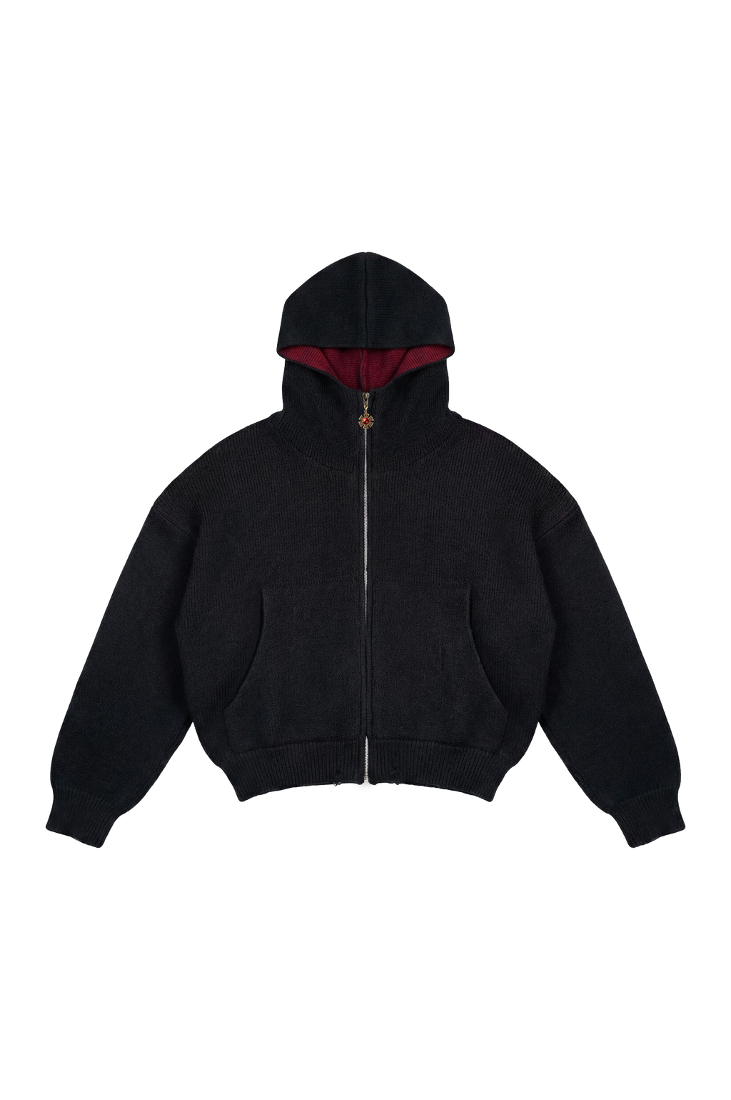 OMERTA BLACK KNITTED ZIP HOODIE
