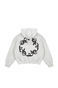 OMERTA WHITE KNITTED ZIP HOODIE
