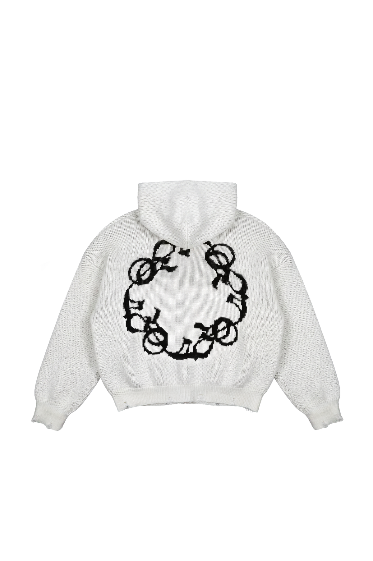 OMERTA WHITE KNITTED ZIP HOODIE